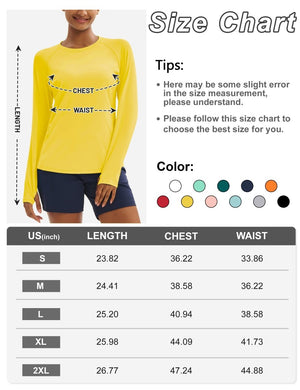 TACVASEN Bright Yellow Women Long Sleeve Athletic Yoga UPF 50+ Tops