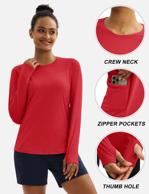 TACVASEN Tomato Women Long Sleeve Athletic Yoga UPF 50+ Tops