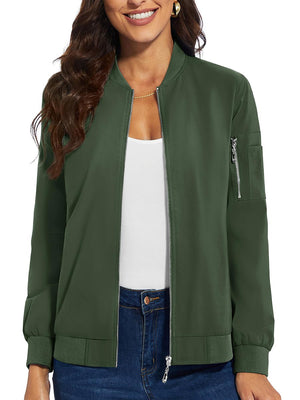 TACVASEN Army Green Women's Bomber Jackets Lightweight Casual Jacket