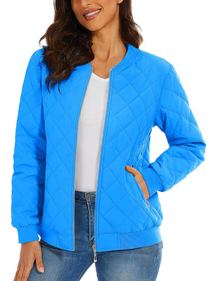 TACVASEN Azure Women's Diamond Quilted Padded Zip Jacket