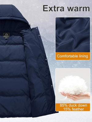 TACVASEN Navy Women's Essential Mid-Length Down Jacket for Winter