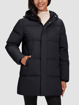TACVASEN Black Women's Essential Mid-Length Down Jacket for Winter