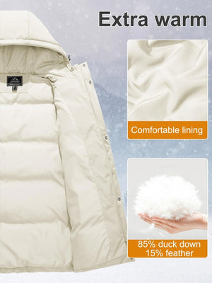 TACVASEN Beige Women's Essential Mid-Length Down Jacket for Winter