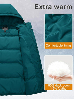 TACVASEN Emerald Green Women's Essential Mid-Length Down Jacket for Winter