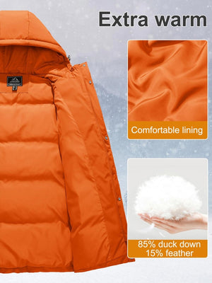 TACVASEN Orange Women's Essential Mid-Length Down Jacket for Winter