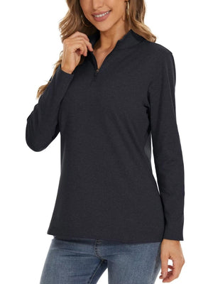 TACVASEN Black Women's Golf Pullover 1/4 Zip Fleece Sweatshirt