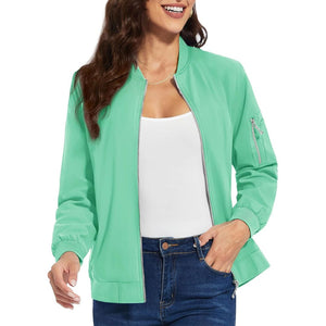 TACVASEN Mint Green Women's Lightweight Casual Windbreaker Bomber Jackets