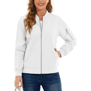 TACVASEN White Women's Lightweight Casual Windbreaker Bomber Jackets