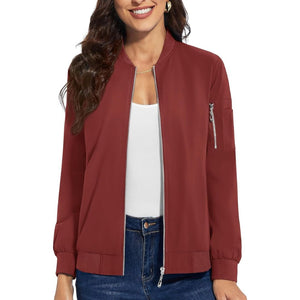 TACVASEN Orange Red Women's Lightweight Casual Windbreaker Bomber Jackets