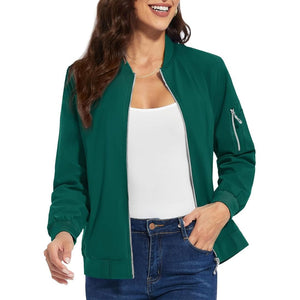 TACVASEN Emerald Green Women's Lightweight Casual Windbreaker Bomber Jackets