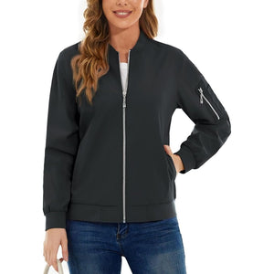 TACVASEN White Women's Lightweight Casual Windbreaker Bomber Jackets