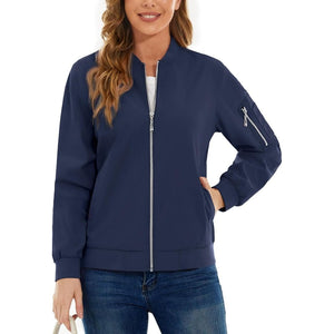 TACVASEN Navy Women's Lightweight Casual Windbreaker Bomber Jackets