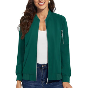 TACVASEN Emerald Green Women's Lightweight Casual Windbreaker Bomber Jackets