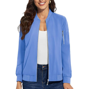 TACVASEN Light Blue Women's Lightweight Casual Windbreaker Bomber Jackets