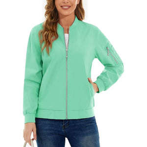 TACVASEN Mint Green Women's Lightweight Casual Windbreaker Bomber Jackets