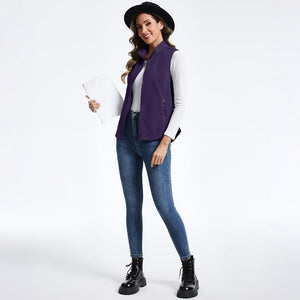 TACVASEN Deep Purple Women's Lightweight Full Zip Outerwear Warm Fleece Vest