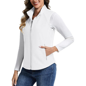 TACVASEN White Women's Lightweight Full Zip Outerwear Warm Fleece Vest