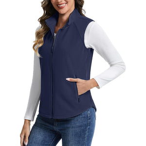 TACVASEN Navy Women's Lightweight Full Zip Outerwear Warm Fleece Vest