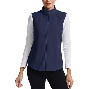 TACVASEN Navy Women's Lightweight Full Zip Outerwear Warm Fleece Vest