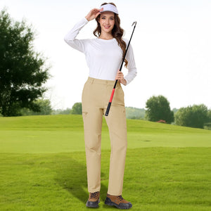 TACVASEN Light Khaki Women's Lightweight Waterproof Hiking Cargo Pants