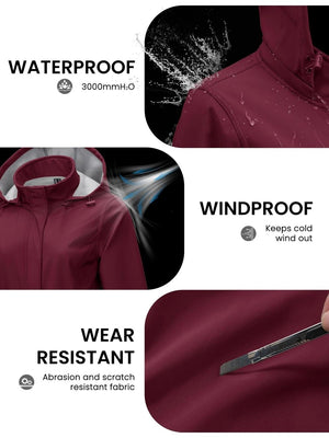 TACVASEN Wine Red Women's Long Fleece Lined Jackets Warm Winter Windbreaker