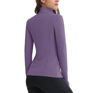 TACVASEN Light Blue Women's Long Sleeve Quarter Zip Running Athletic Top