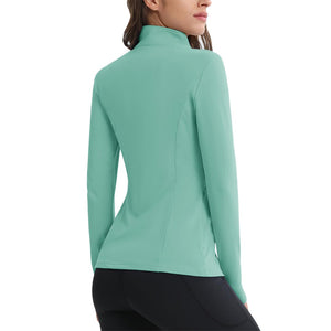 TACVASEN Light Blue Women's Long Sleeve Quarter Zip Running Athletic Top