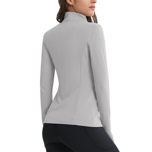 TACVASEN Light Blue Women's Long Sleeve Quarter Zip Running Athletic Top