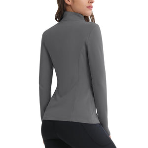 TACVASEN Light Blue Women's Long Sleeve Quarter Zip Running Athletic Top