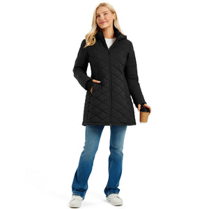 TACVASEN Black Women's Long Waterproof Puffer Jacket with Hood