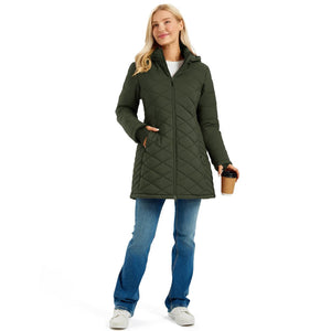 TACVASEN Wine Red Women's Long Waterproof Puffer Jacket with Hood