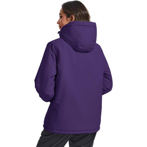 TACVASEN Deep Purple Women's Outdoor Waterproof Hooded Warm Winter Jacket