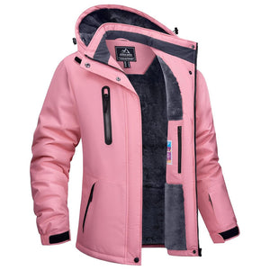 TACVASEN Pink Women's Outdoor Waterproof Hooded Warm Winter Jacket