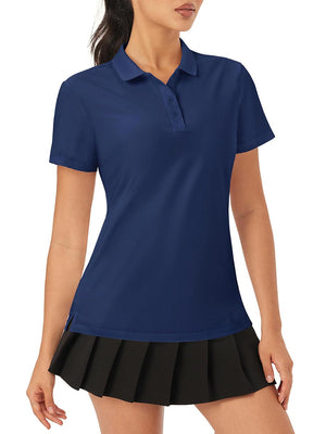 TACVASEN Navy Women's Polo Sun Protection UV SPF Outdoor Short Sleeve