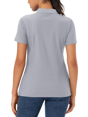 TACVASEN Light Grey Women's Polo Sun Protection UV SPF Outdoor Short Sleeve