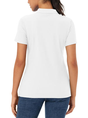 TACVASEN White Women's Polo Sun Protection UV SPF Outdoor Short Sleeve