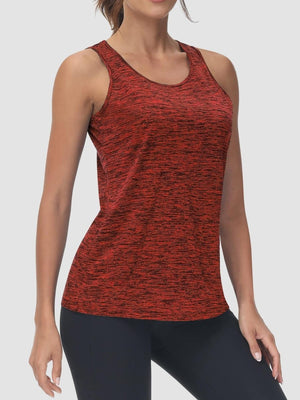 TACVASEN Deep Orange Women's Quick Dry Athletic Tank Tops for Workout Yoga Running