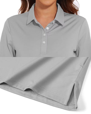 TACVASEN Light Grey Women's Quick Dry UPF 50+ Long Sleeve Polo Shirts