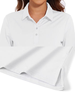 TACVASEN White Women's Quick Dry UPF 50+ Long Sleeve Polo Shirts