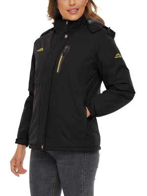 TACVASEN Black Women's Skiing Jacket Water-Resistant Windbreaker
