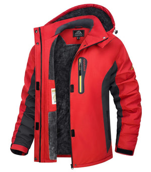 Skiing Jacket red front view by TACVASEN