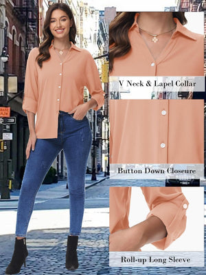 TACVASEN Apricot Women's Summer Casual V-Neck Shirt