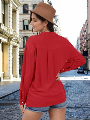 TACVASEN Tomato Women's Summer Casual V-Neck Shirt