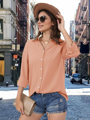 TACVASEN Apricot Women's Summer Casual V-Neck Shirt