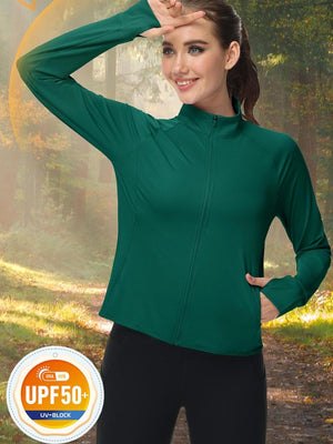 TACVASEN Emerald Green Women's UPF 50+ Lightweight Zip Up Jackets