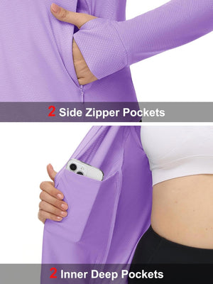 TACVASEN Light Purple Women's UPF 50+ Lightweight Zip Up Jackets