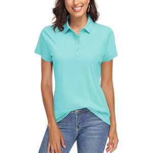TACVASEN Light Lake Blue Women's UPF 50+ Sun Protection Golf Quick - Dry Polo Shirts