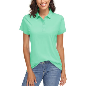 TACVASEN Mint Green Women's UPF 50+ Sun Protection Golf Quick - Dry Polo Shirts