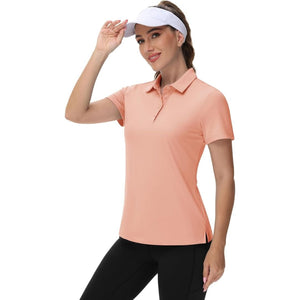 TACVASEN Apricot Women's UPF 50+ Sun Protection Golf Quick - Dry Polo Shirts