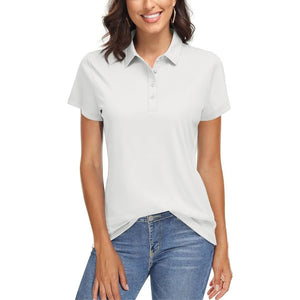 TACVASEN White Women's UPF 50+ Sun Protection Golf Quick - Dry Polo Shirts